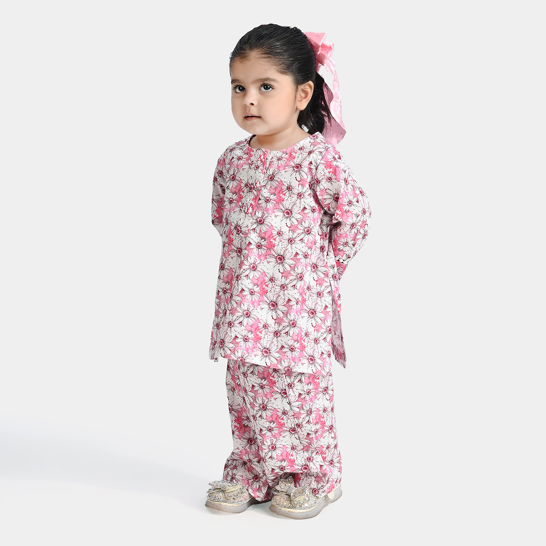 Girls Cotton Poplin Printed 2 Pcs Blossom-Multi