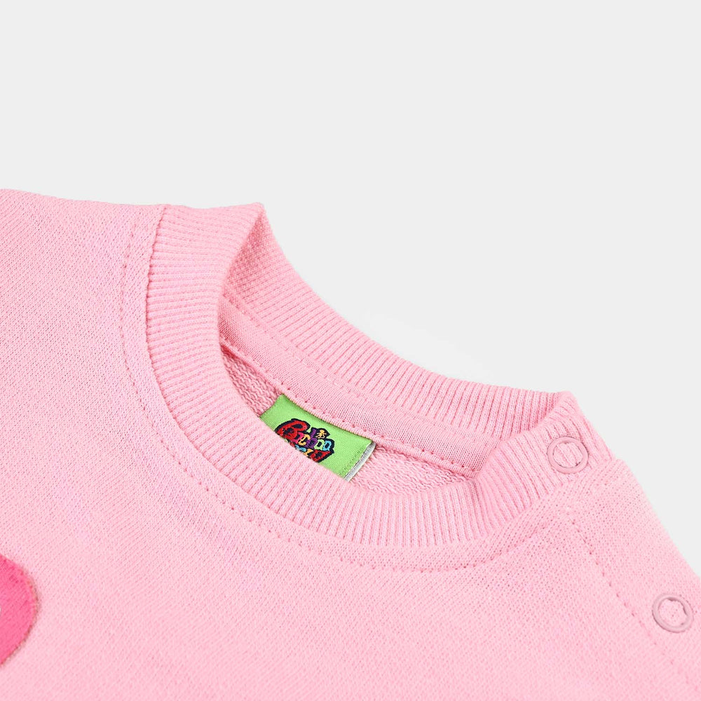 Infant Girls Cotton Terry Sweatshirt-Candy Pink