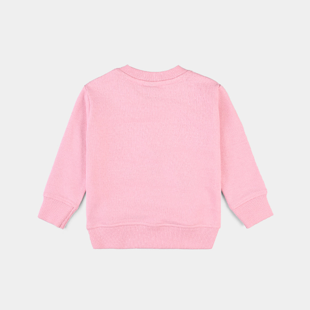 Infant Girls Cotton Terry Sweatshirt-Candy Pink