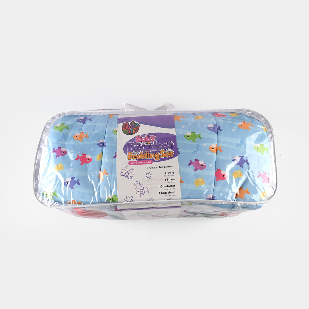 Blue Whale & Seaweed Braid Cot Bedding 7Pcs