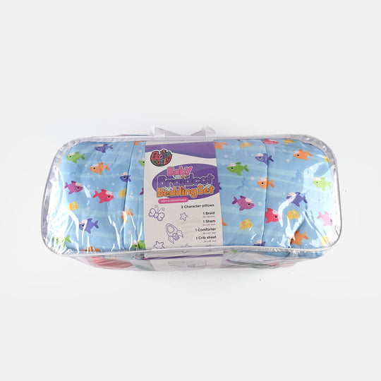 Blue Whale & Seaweed Braid Cot Bedding 7Pcs