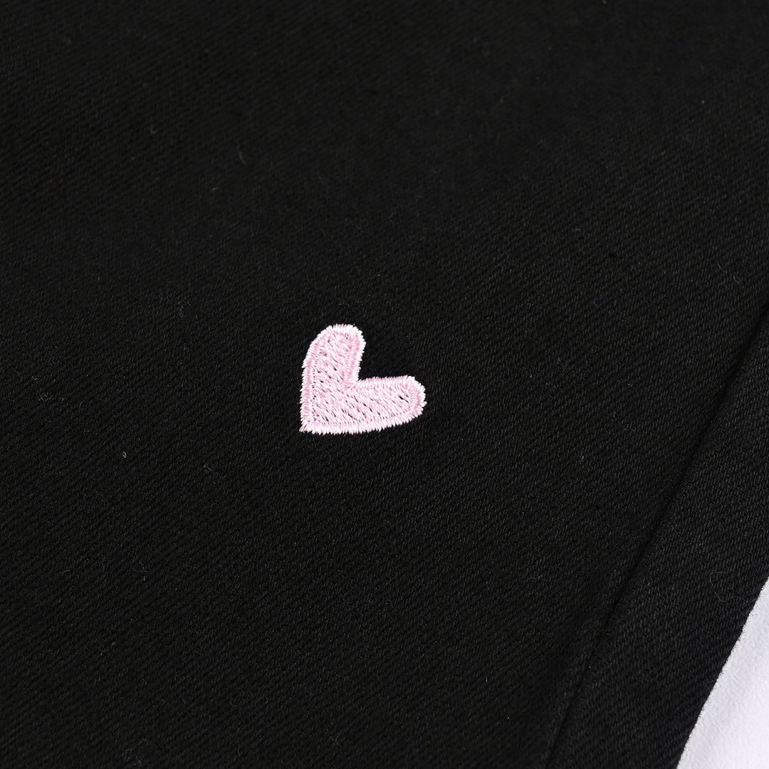 Girls Denim Stretch HEARTS-BLACK