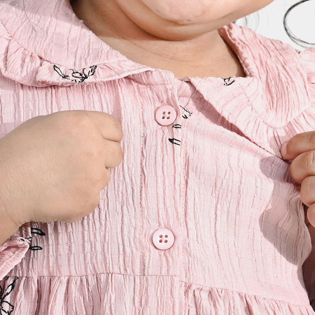 Infant Girls Cotton Casual Top (Bow) - Light Pink