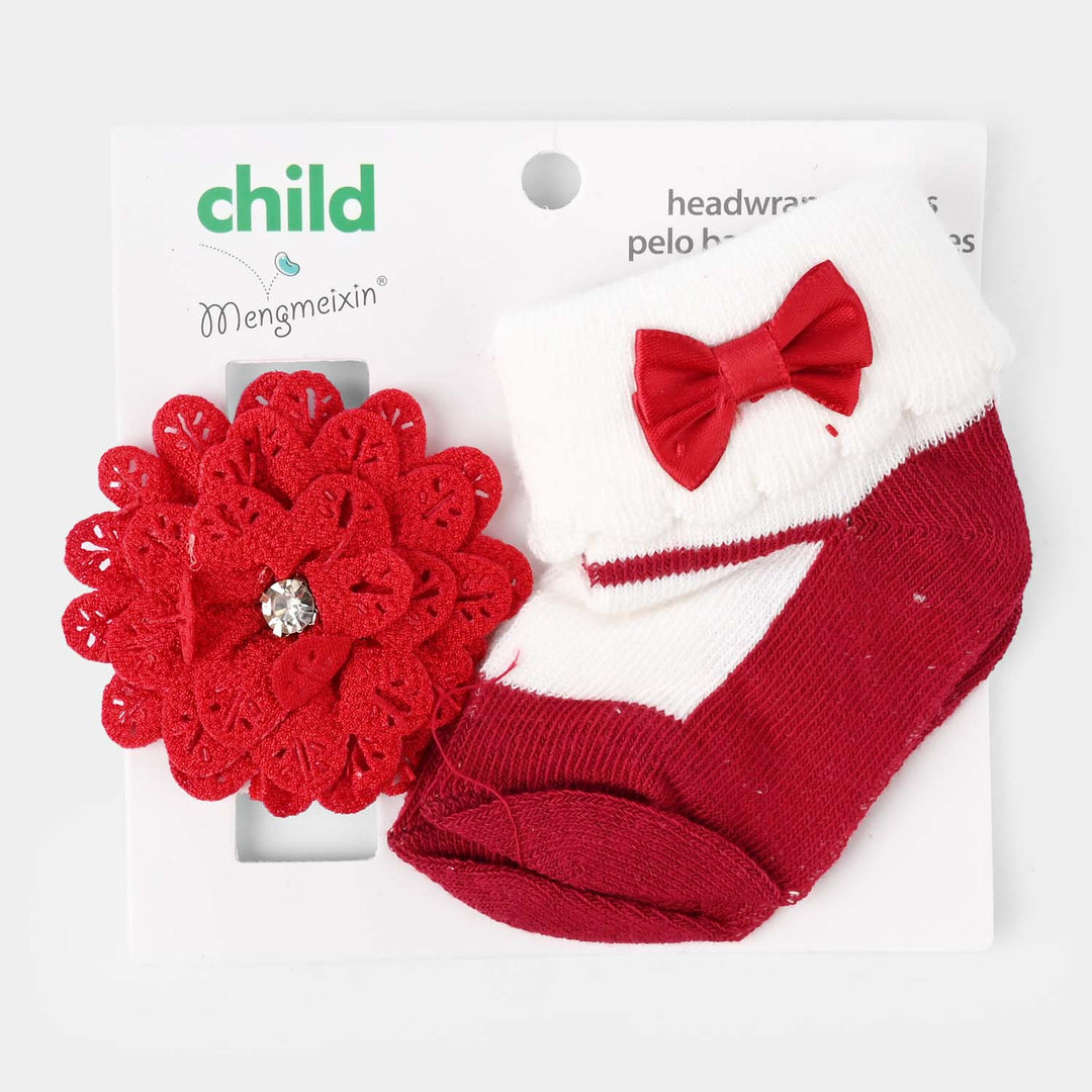 Baby Headwrap & Socks | 0-6M