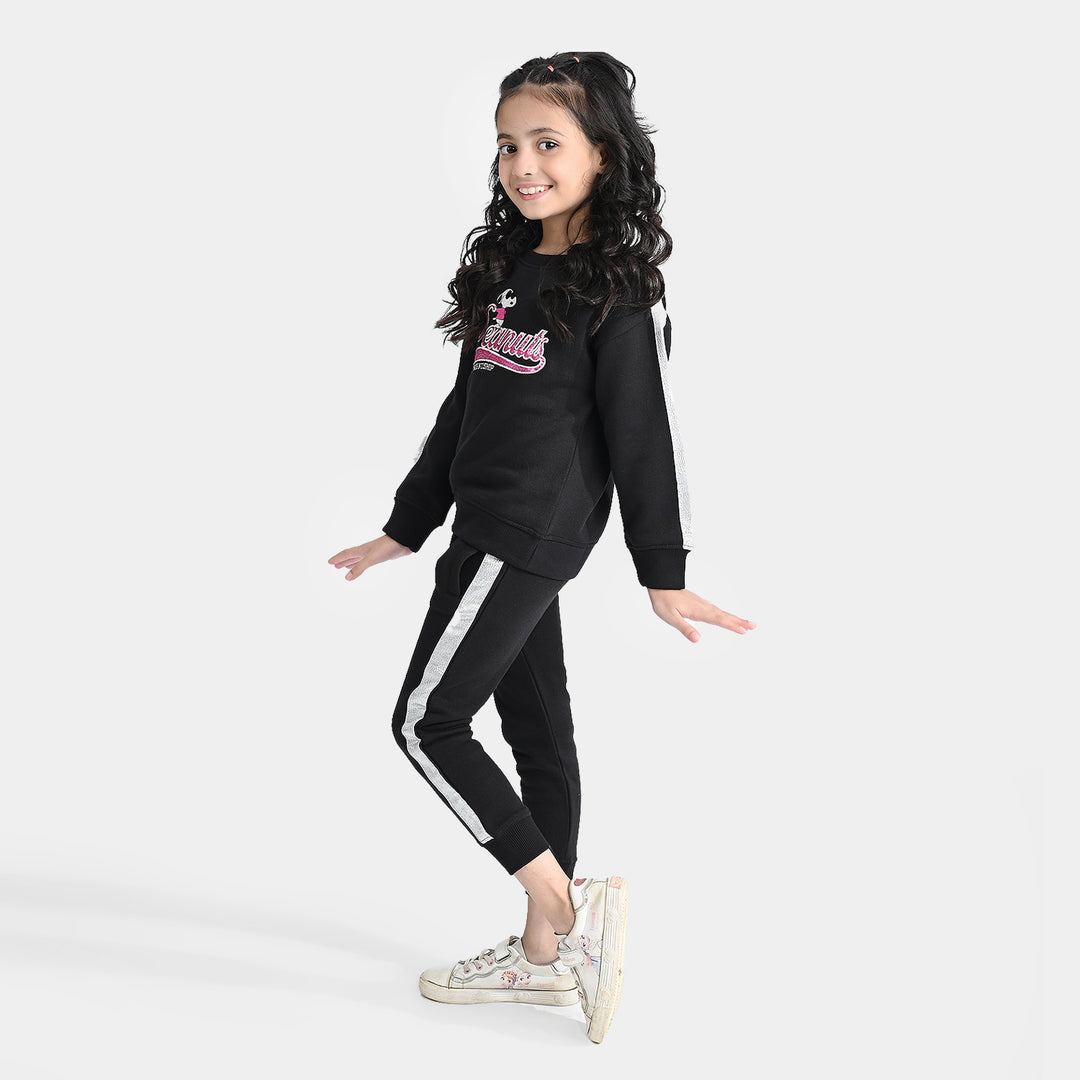 Girls Fleece 2 Piece Suit Peanuts-Jet Black