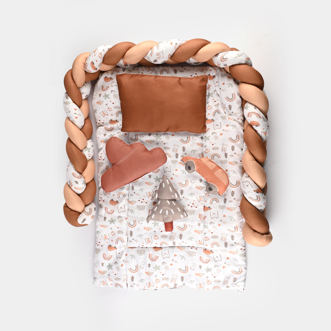 Brown Car & Scenery Cot Bedding 7Pcs