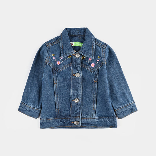 Infant Girls Denim Stretch Woven Jacket Floral Bee-LT.Blue