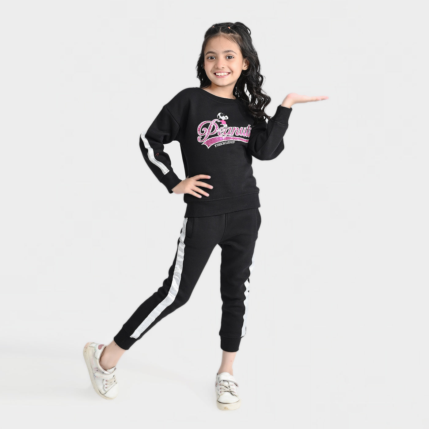 Girls Fleece 2 Piece Suit Peanuts-Jet Black