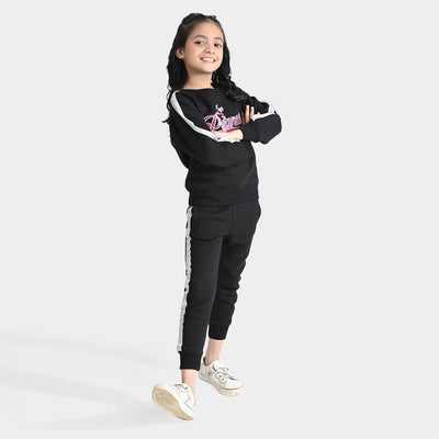 Girls Fleece 2 Piece Suit Peanuts-Jet Black