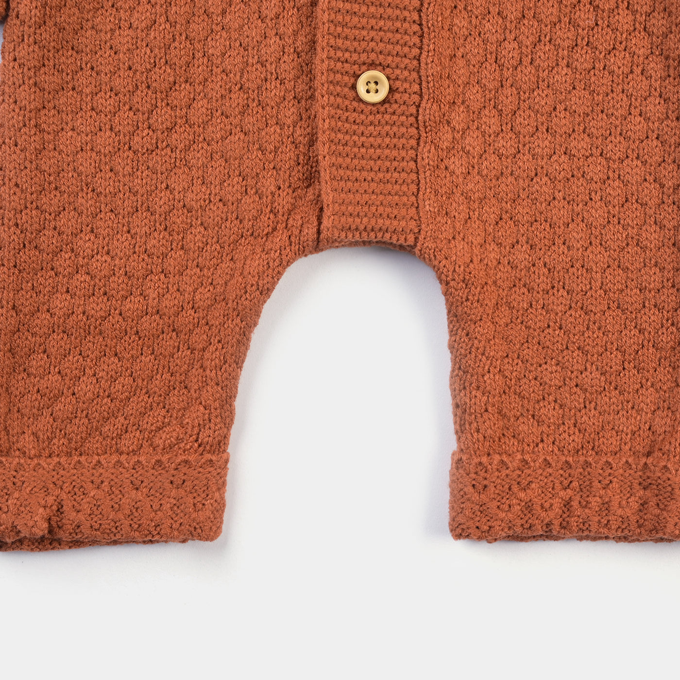 Infant Boys Sweater Knit Hooded Romper - Brown