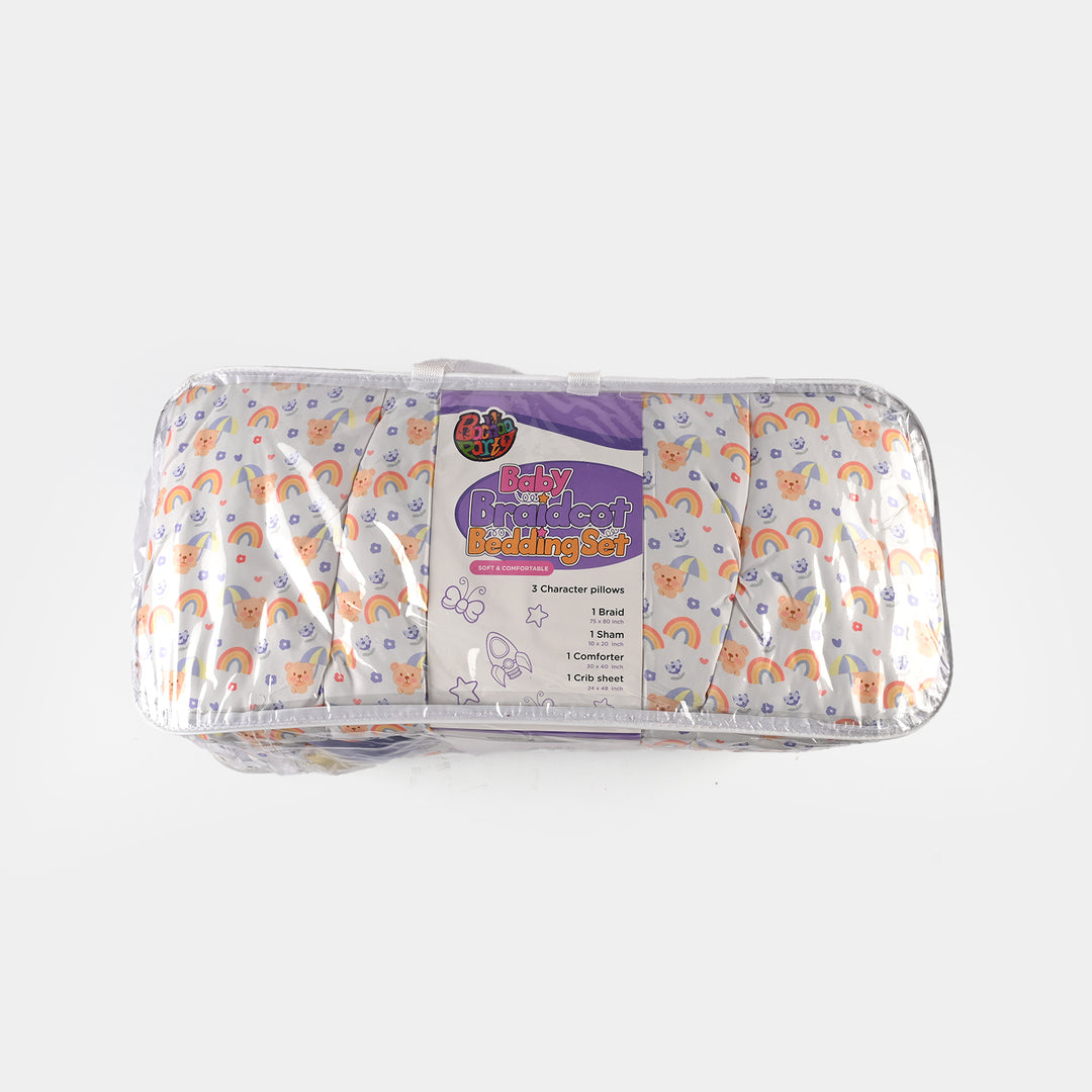Cream Bear & Umbrella Braid Cot Bedding 7Pcs