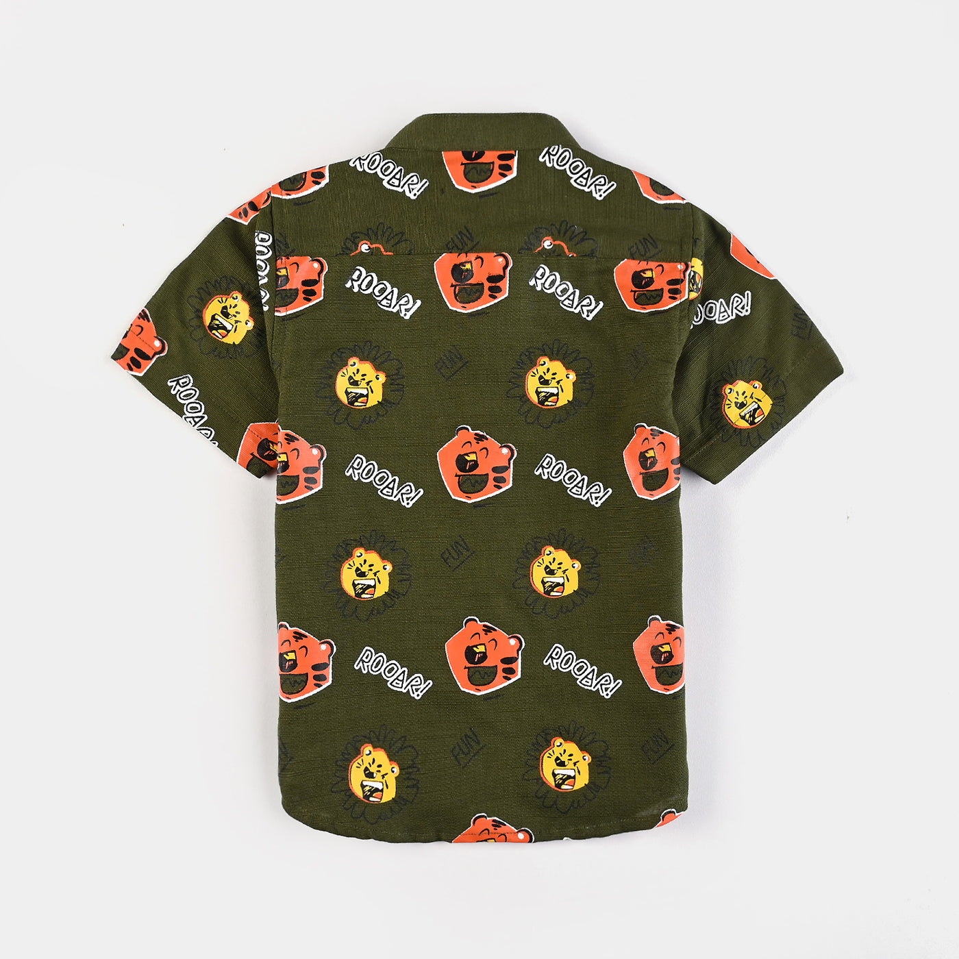 Infant Boys Cotton Slub Casual Shirt F/S (Fun Roar)-Green