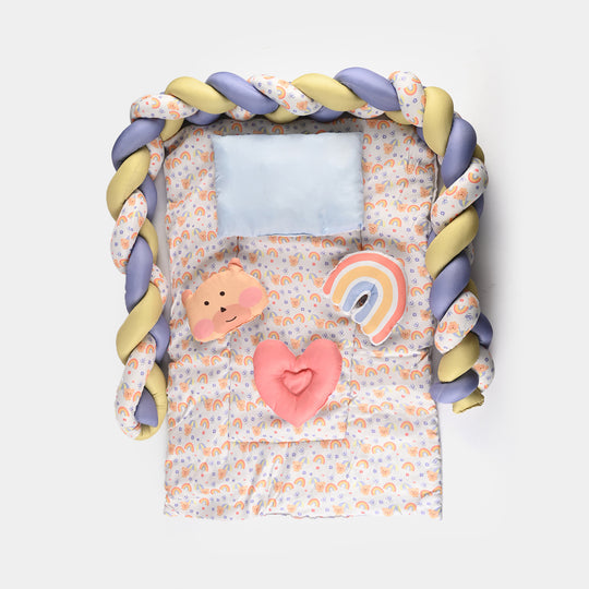 Cream Bear & Umbrella Braid Cot Bedding 7Pcs