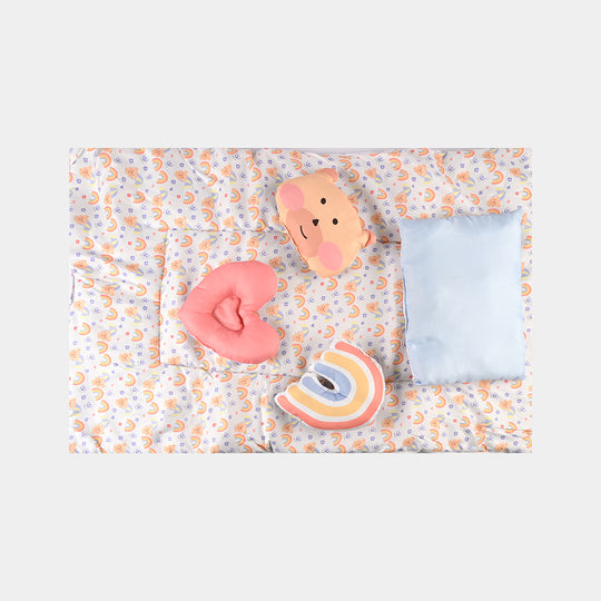 Cream Bear & Umbrella Braid Cot Bedding 7Pcs