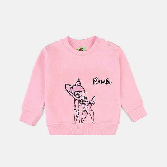 Infant Girls Cotton Terry Sweatshirt Bambi-Candy Pink