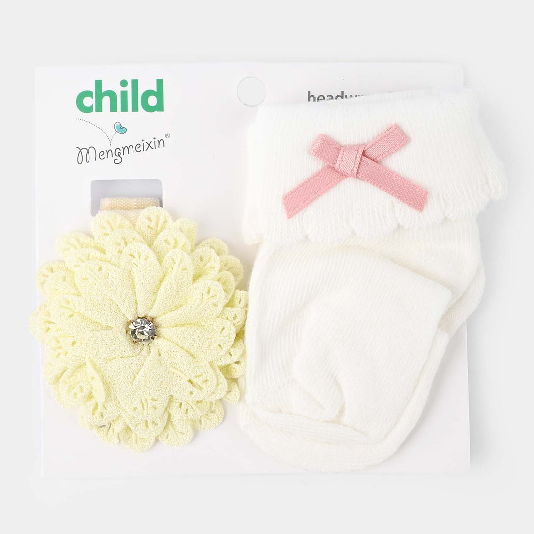 Baby Headwrap & Socks | 0-6M