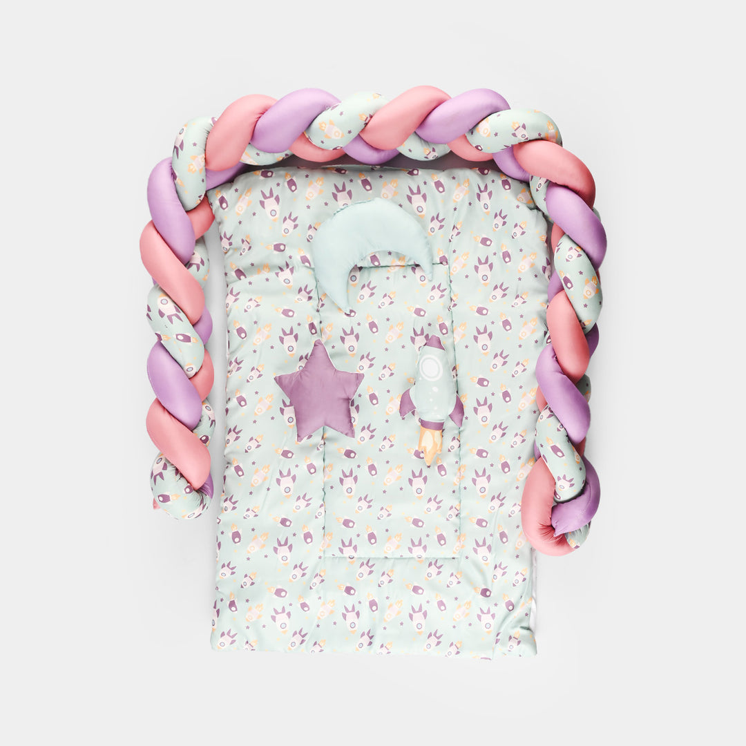 Turquoise Spaceship Braid Cot Bedding 7Pcs