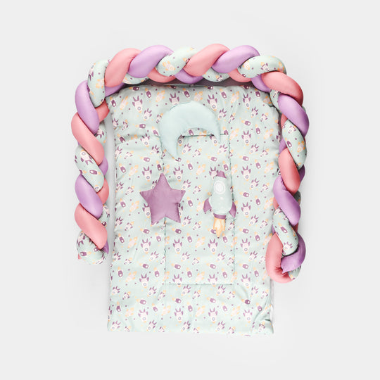 Turquoise Spaceship Braid Cot Bedding 7Pcs