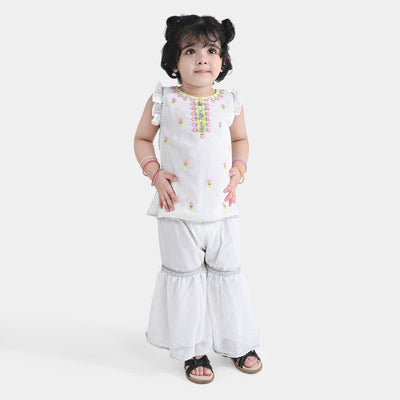 Infant Girls Chiffon 2PC Suit  Noor-e-Dil-W/Silver
