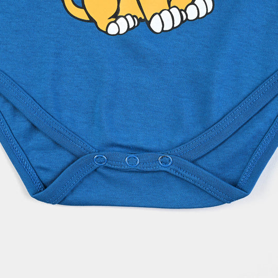 Infant Unisex Cotton Interlock Basic Romper Lion King-M.K.Blue