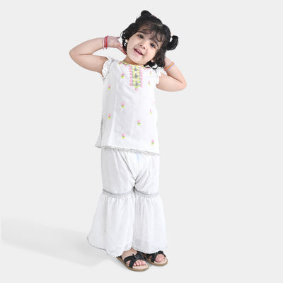 Infant Girls Chiffon 2PC Suit  Noor-e-Dil-W/Silver