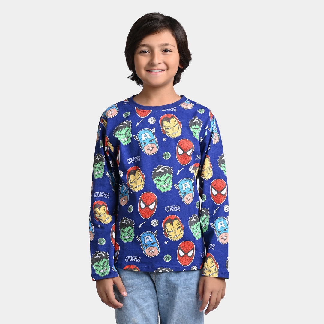 Boys Slub Jersey T-Shirt F/S -Navy Blue