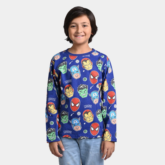 Boys Slub Jersey T-Shirt F/S -Navy Blue