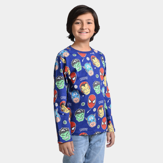Boys Slub Jersey T-Shirt F/S -Navy Blue