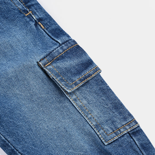 Infant Boys Denim Stretch Pant-Mid Blue