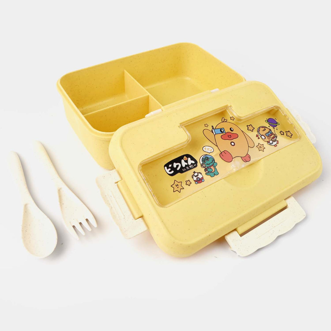 PLASTIC LUNCH BOX WITH SPOON, FORK