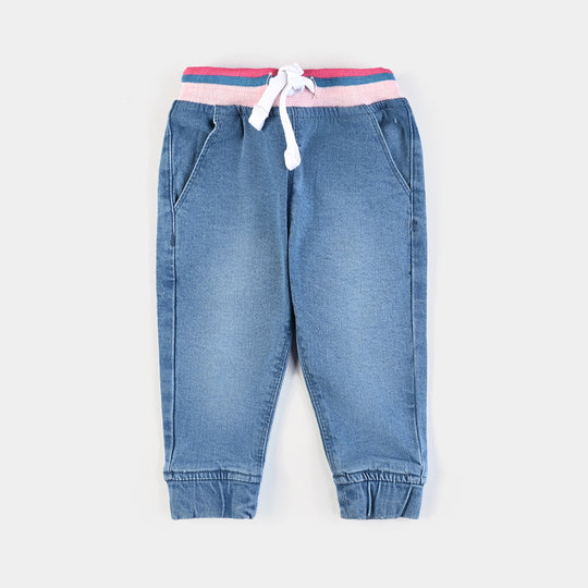 Infant Girls Denim Stretch Pant Hearts Pocket-LT.Blue