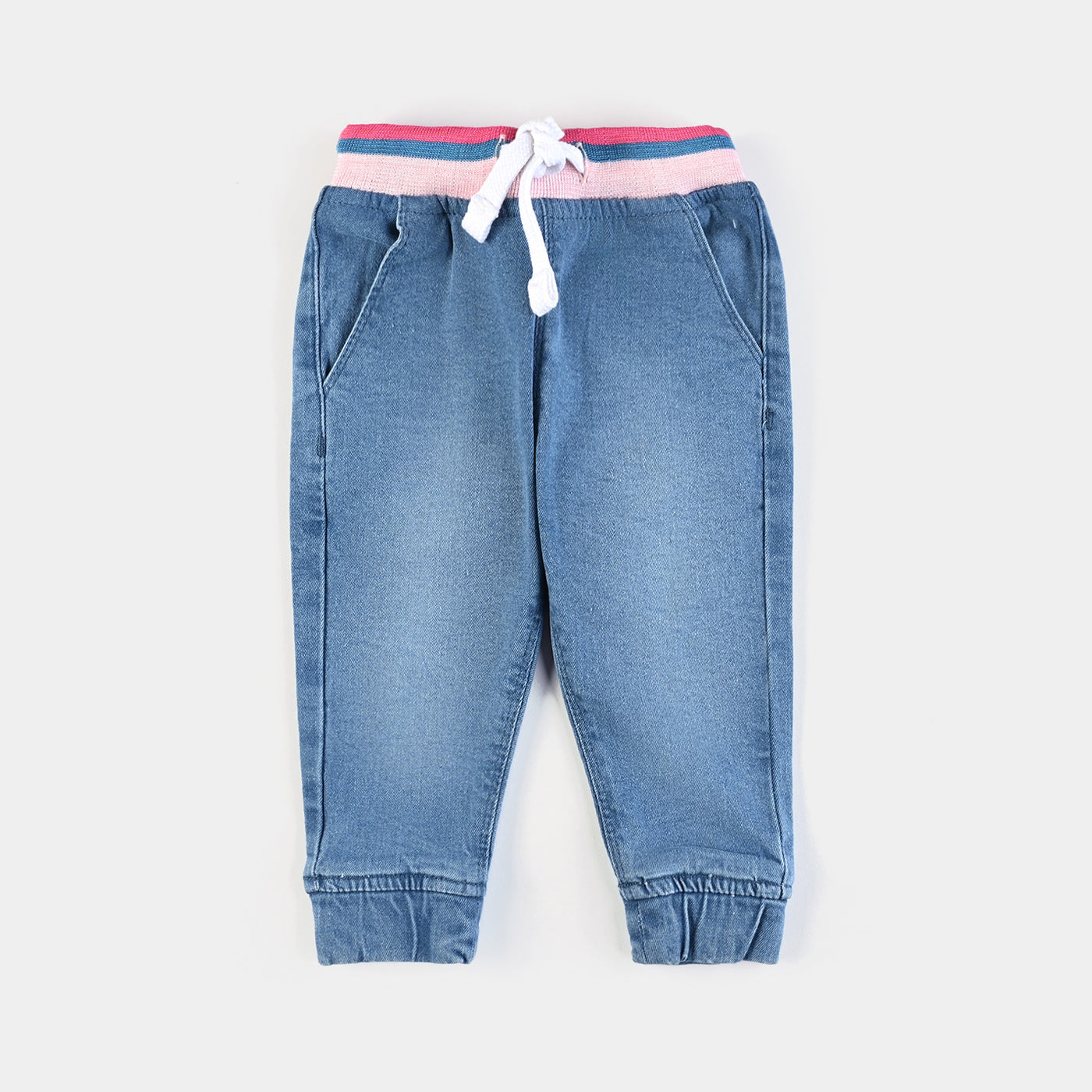 Infant Girls Denim Stretch Pant Hearts Pocket-LT.Blue