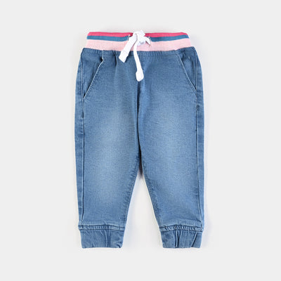 Infant Girls Denim Stretch Pant Hearts Pocket-LT.Blue