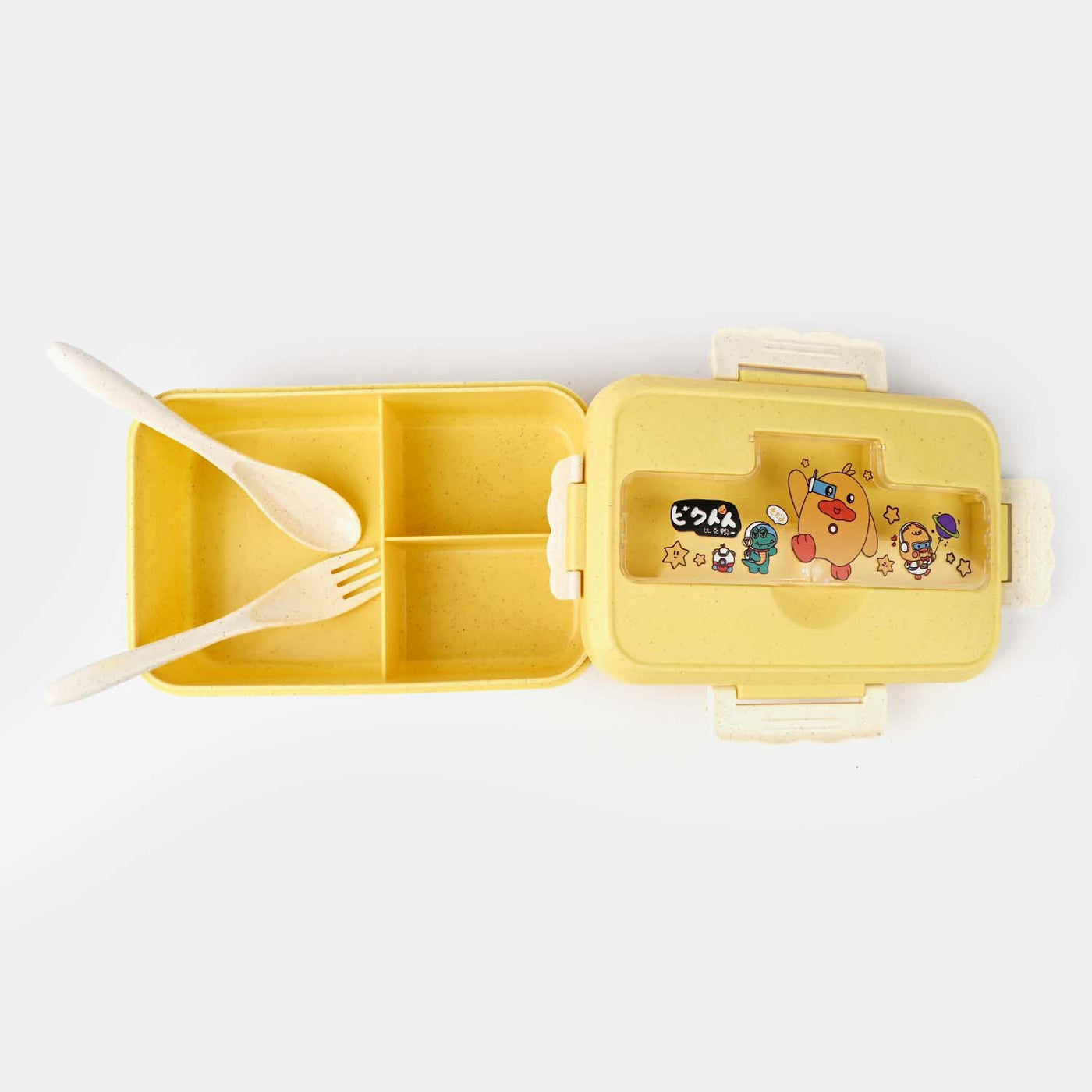 PLASTIC LUNCH BOX WITH SPOON, FORK