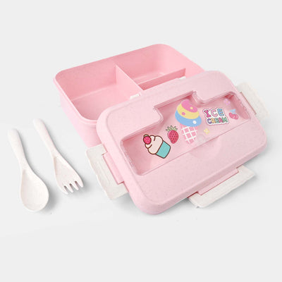 PLASTIC LUNCH BOX WITH SPOON, FORK