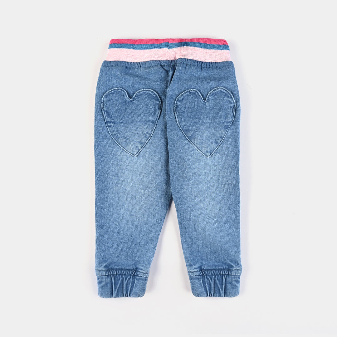 Infant Girls Denim Stretch Pant Hearts Pocket-LT.Blue