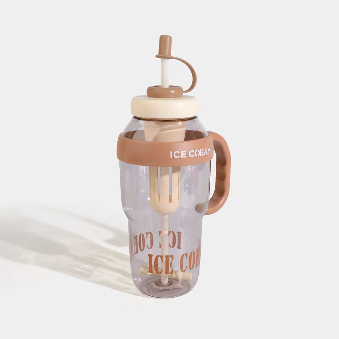 Ice Cream Mug with Side Handle and Built-In Straw