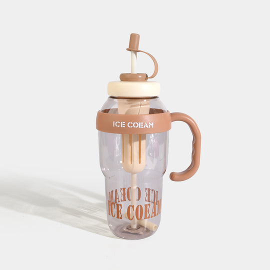 Ice Cream Mug with Side Handle and Built-In Straw