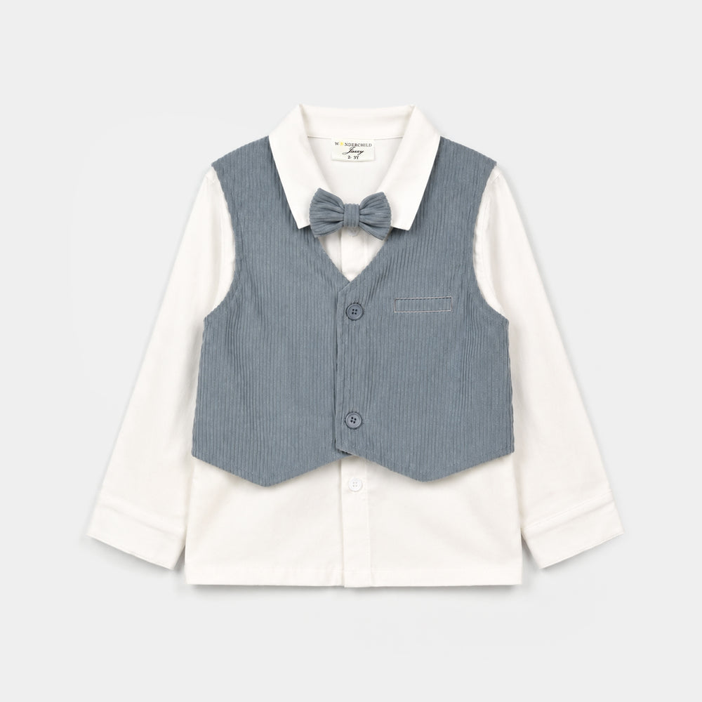 Boys Cotton Interlock 3 - PC 320 - 027- White.Blue