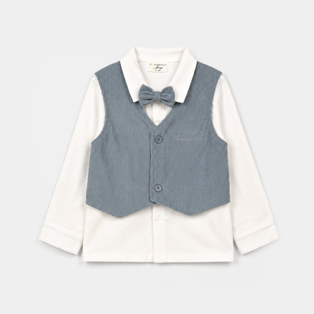 Boys Cotton Interlock 3 - PC 320 - 027- White.Blue