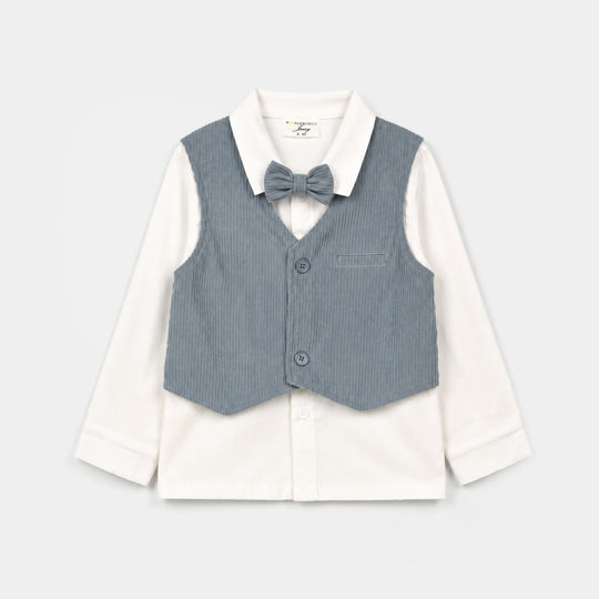 Boys Cotton Interlock 3 - PC 320 - 027- White.Blue