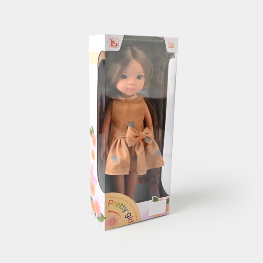 Pretty Doll | Posable Doll with Brown Dress