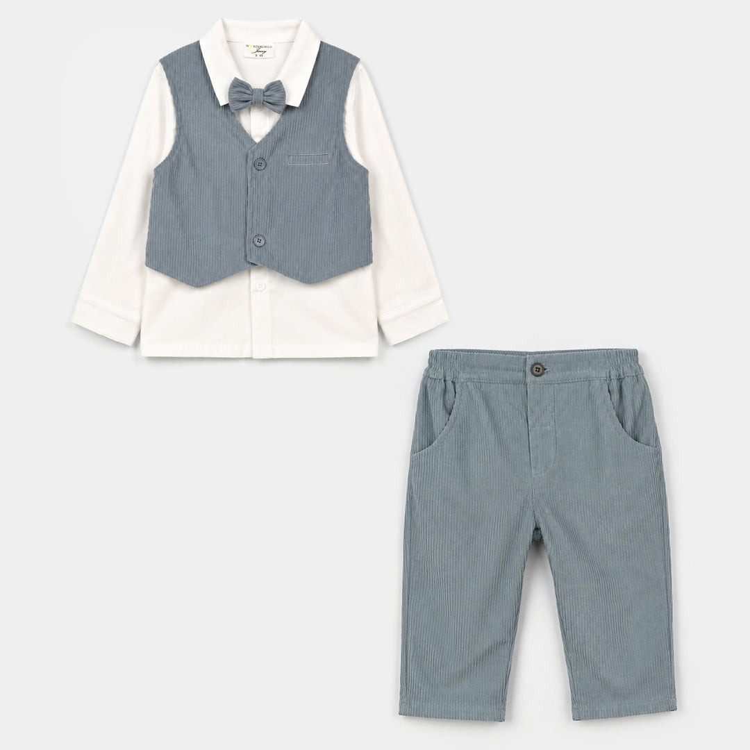 Boys Cotton Interlock 3 - PC 320 - 027- White.Blue