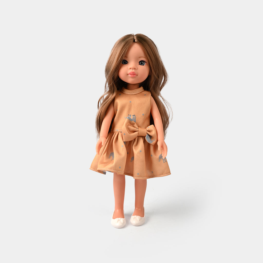 Pretty Doll | Posable Doll with Brown Dress