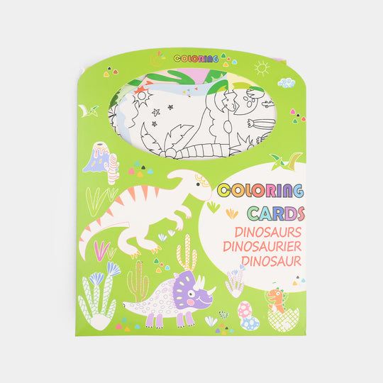 Dinosaur Themed Coloring Cards for Kids