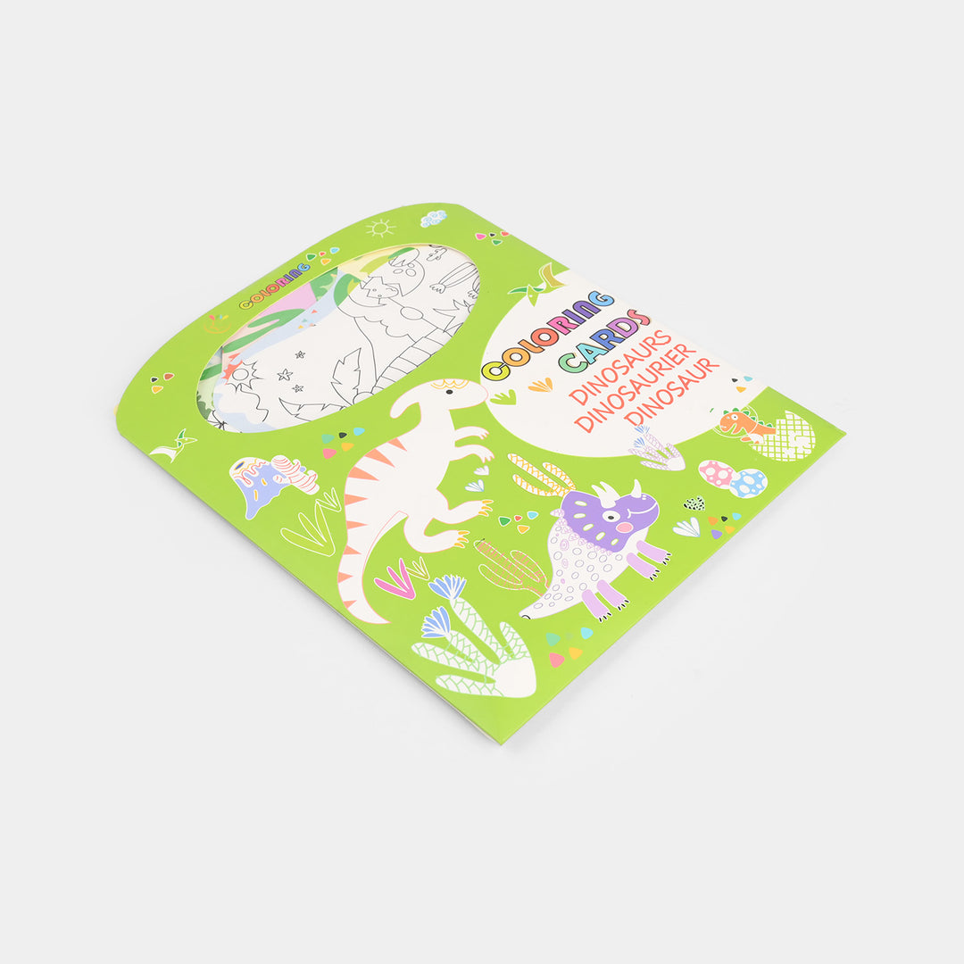 Dinosaur Themed Coloring Cards for Kids