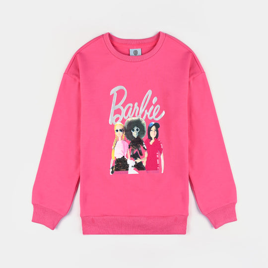 Girls Cotton Terry Sweatshirt-Pink