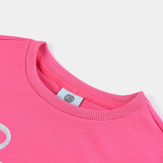 Girls Cotton Terry Sweatshirt-Pink