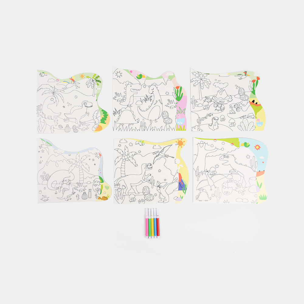 Dinosaur Themed Coloring Cards for Kids