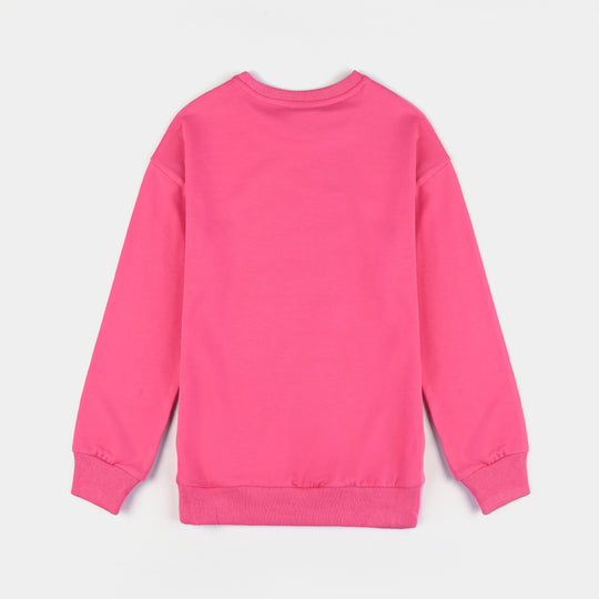 Girls Cotton Terry Sweatshirt-Pink